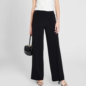 Club Monaco Women’s Dress Pants Black Wide leg Pockets Fluid Dide Stripes Sz 10